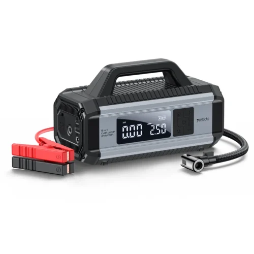 Arrancador de batería para carro Yesido VC13 con compresor, pantalla digital, pinzas y manguera de aire