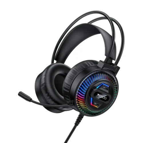 Audífonos gamer con micrófono Yesido EK06 de diadema con luz RGB y cable USB