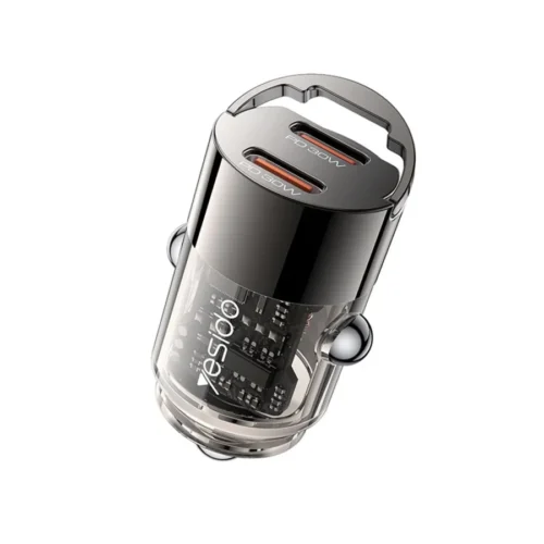 Mini cargador para carro Yesido Y69 con 2 puertos tipo C PD 30W y argolla para retirarlo
