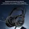 Luz RGB en las copas de los audífonos gamer con micrófono Yesido EK06