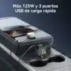 Cargador para carro con cable retráctil Yesido Y71 cargando 3 dispositivos con hasta 125W