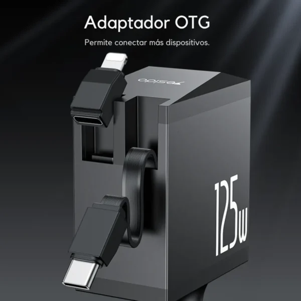 Adaptador USB-C a Lightning del cargador para carro con cable retráctil Yesido Y71