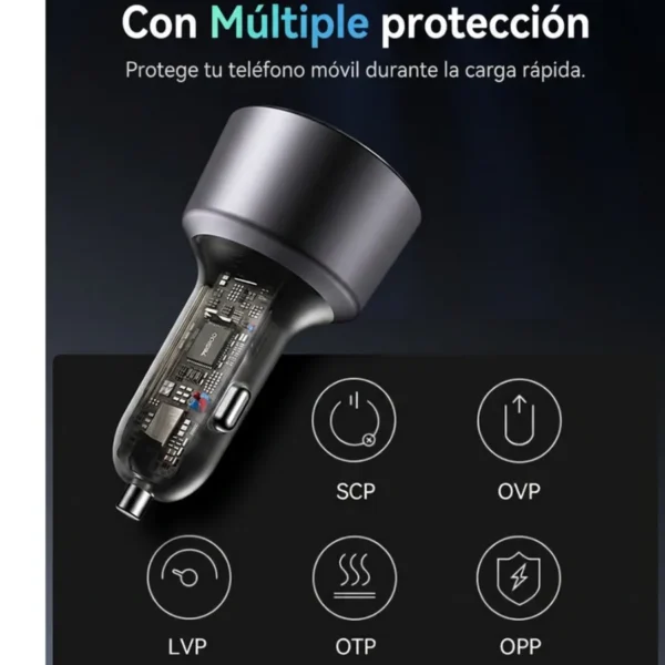 Protecciones contra cortocircuito, sobrevoltaje y sobrecalentamiento del cargador para carro Yesido Y59