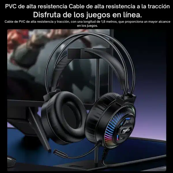 Audífonos gamer con micrófono Yesido EK06 con cable resistente de 1,8 metros en soporte