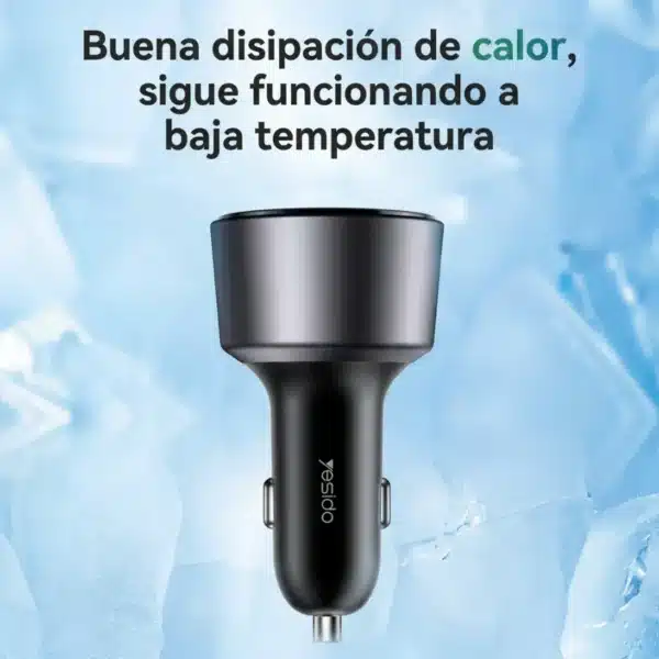 Disipación de calor del cargador para carro para laptop Yesido Y59 de 200W
