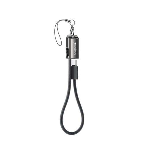 Cable llavero Tipo C a Tipo C Yesido CA177 negro de 20cm con hebilla metálica