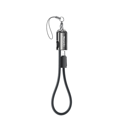 Cable llavero para iPhone Yesido CA178 USB-C a Lightning color negro, 20cm con carga rápida 27W