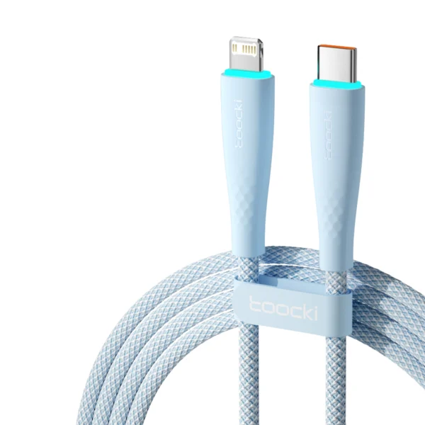 Cable Toocki Lightning a USB-C PD 20W de 2 metros color azul, carga rápida para iPhone