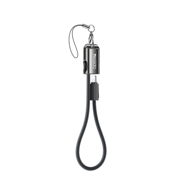 Cable llavero para iPhone Yesido CA178 USB-C a Lightning 27W Cable llavero para iPhone Yesido CA178 USB-C a Lightning color negro, 20cm con carga rápida 27W