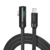 Cable Tipo-C a Tipo-C 100W con pantalla digital LED Toocki de 2 metros en nailon trenzado