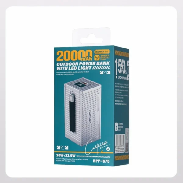 Caja original del power bank Remax 20000mAh Container RPP-675 con luz LED