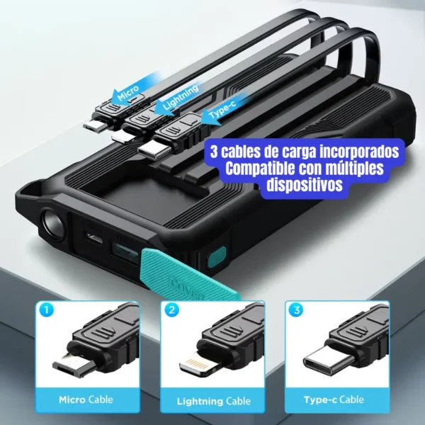 Power Bank 10000mAh Joyroom Outdoor con 3 cables incorporados