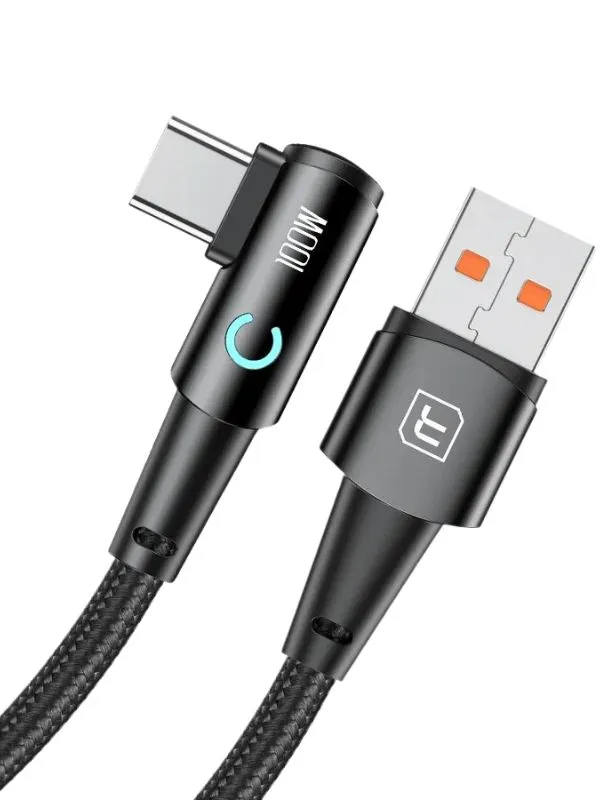 Cable de Carga Rápida Tipo C Toocki 100W – Ideal para Juegos, 1M, Ángulo 90°