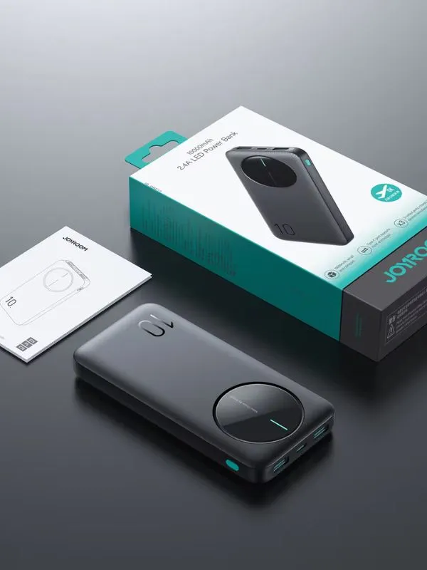Power Bank Joyroom 10000mAh Carga Rápida | Compacto, 3 Salidas USB, Tipo C