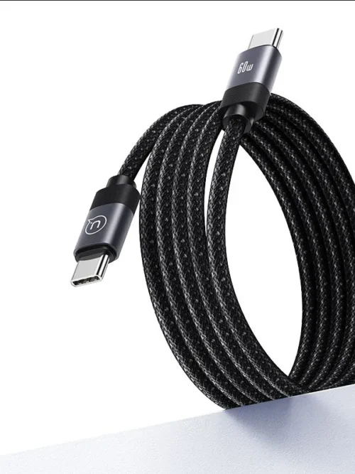 Cable Magnético Tipo C a Tipo C 60W Usams – Carga Rápida y Transferencia de Datos 480Mbps, 1 Metro, Antienredos