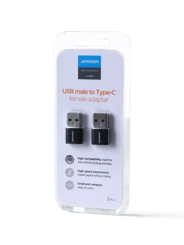 Dos adaptadores OTG Joyroom compactos de alta velocidad 5Gbps para transferencia de datos.