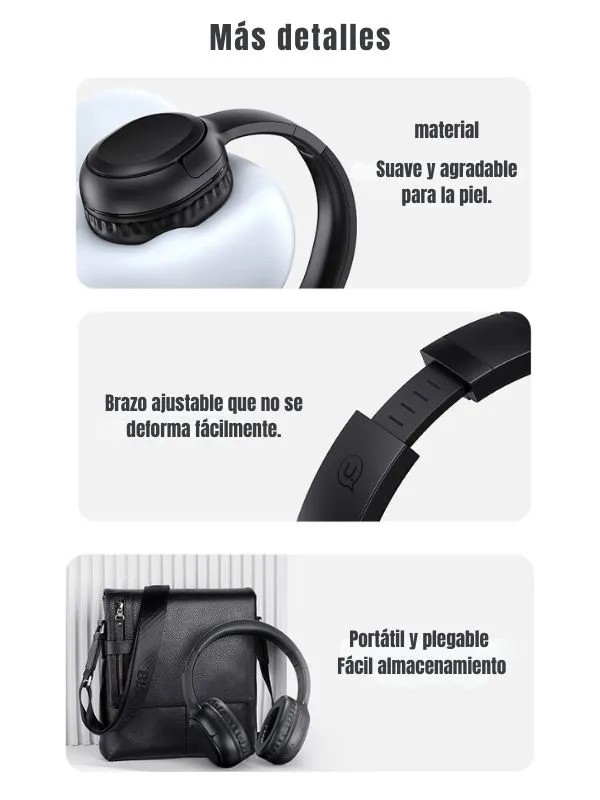 Audífonos Diadema Bluetooth Inalámbricos Usams con 40 Horas de Reproducción y Sonido Hi-Fi