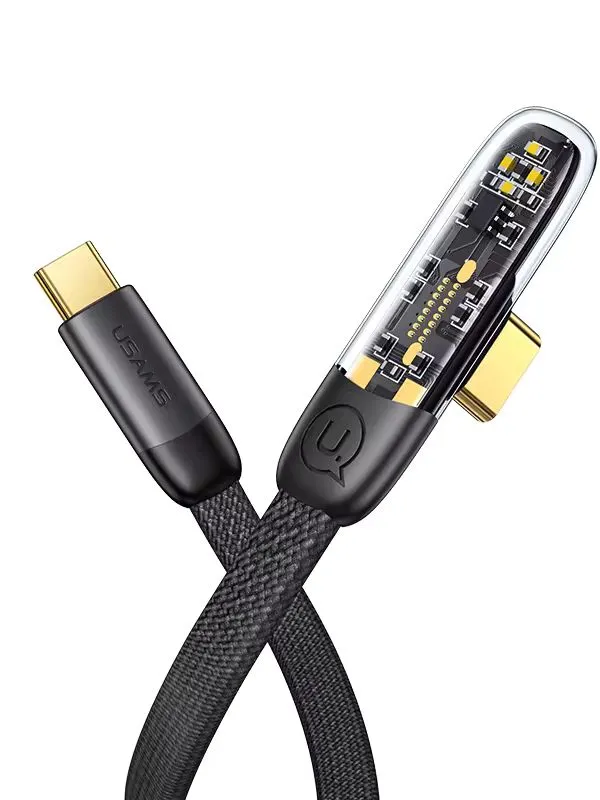 Cable de Carga Rápida Tipo C a C 100W PD con Conector en L – USAMS 1.2m / 2m