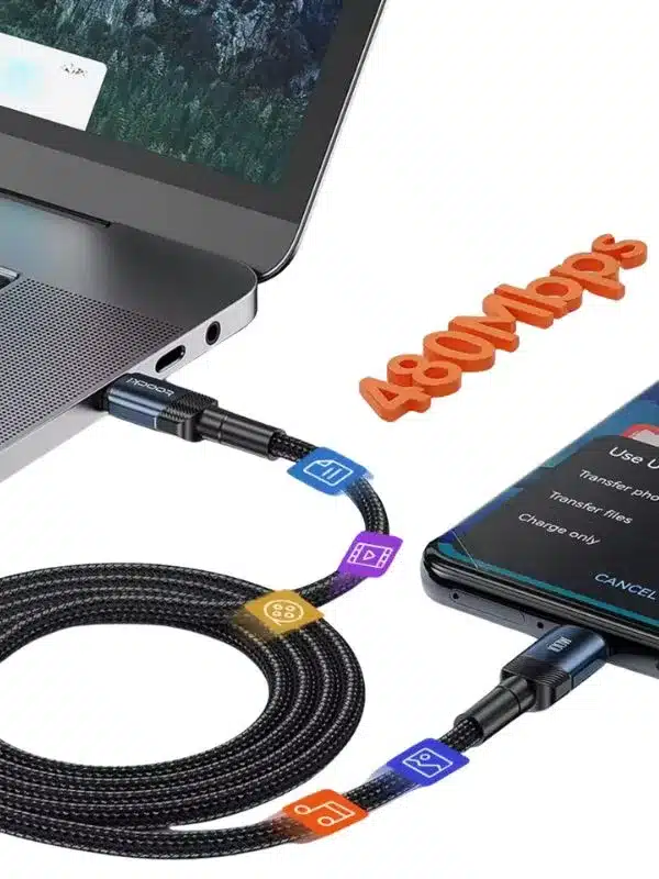 Cable Toocki Tipo C PD 100W 5A Carga Rápida de Alta Resistencia