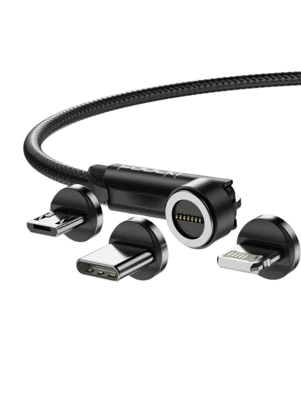 Cable Magnético 3 en 1 Toocki Carga Rápida 3A | Tipo C - Lightning - Micro USB