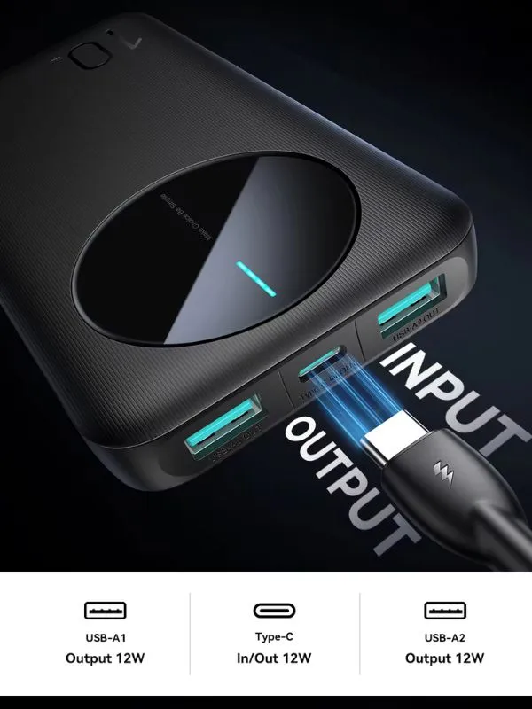 Power Bank Joyroom 10000mAh Carga Rápida | Compacto, 3 Salidas USB, Tipo C