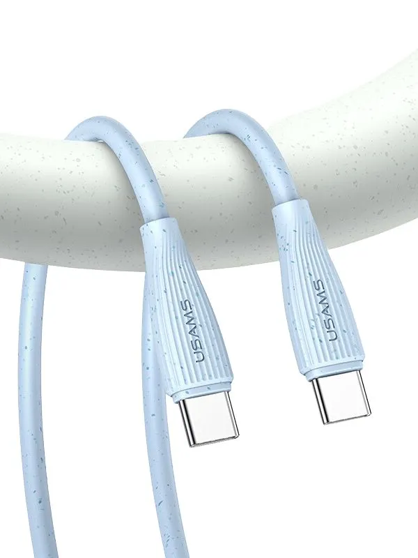 🔹 Cable de Carga Rápida Tipo C a C 60W Usams 1m – Transferencia de Datos y Carga para Laptop, Tablet y Celular