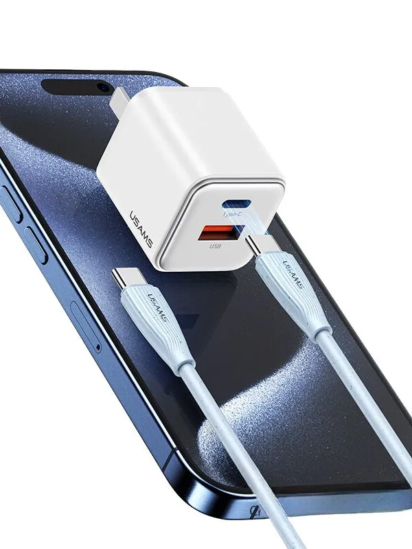 🔹 Cable de Carga Rápida Tipo C a C 60W Usams 1m – Transferencia de Datos y Carga para Laptop, Tablet y Celular