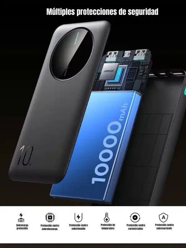 Power Bank Joyroom 10000mAh Carga Rápida | Compacto, 3 Salidas USB, Tipo C