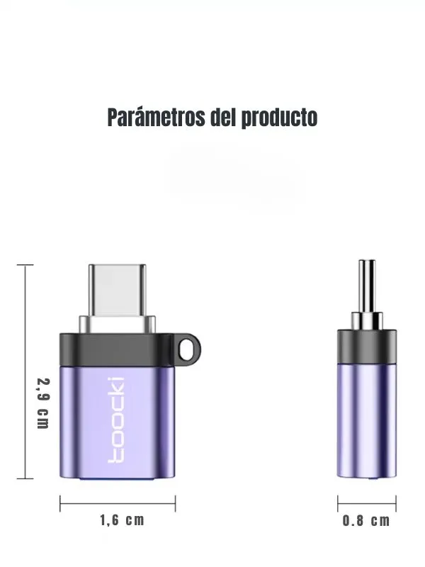 Adaptador OTG Lightning a USB Tipo C Toocki | Carga, Datos y OTG | USB 3.0 Alta Velocidad 5Gbps