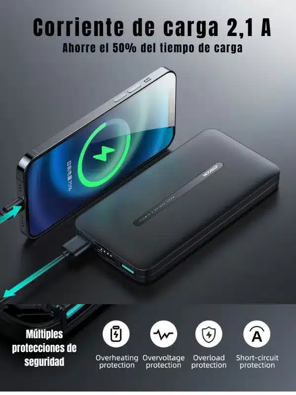 Power bank 10000mAh 2.2A Joyroom T012 protocolos de proteccion