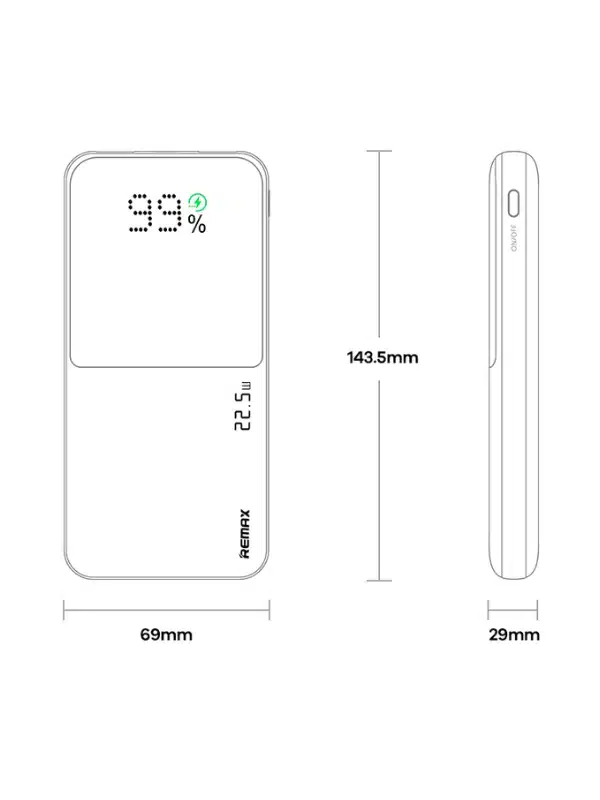 Power bank 10000mah RPP-622 Medidas-elementor-io-optimized Dimensiones del power bank 10000mAh Remax RPP-622: 143.5mm x 69mm x 29mm