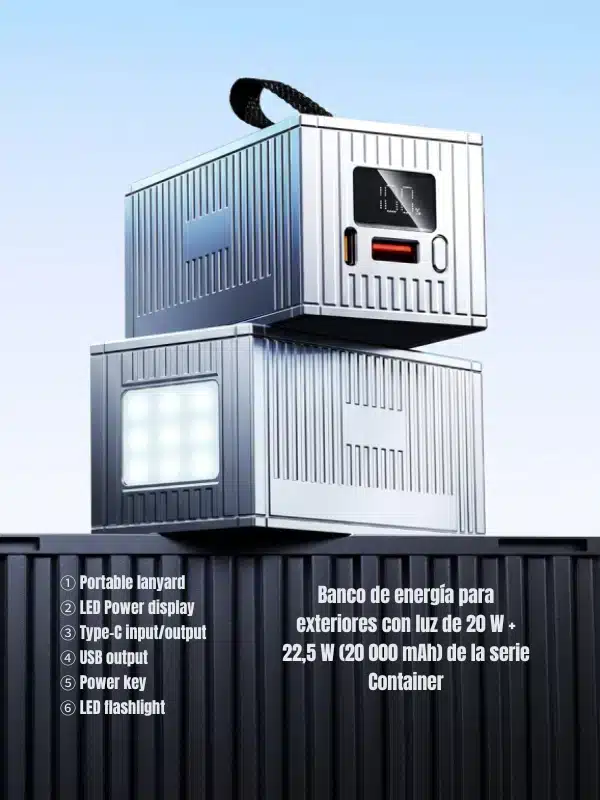 Power Bank Remax Container RPP-675 20000mAh con Luz LED