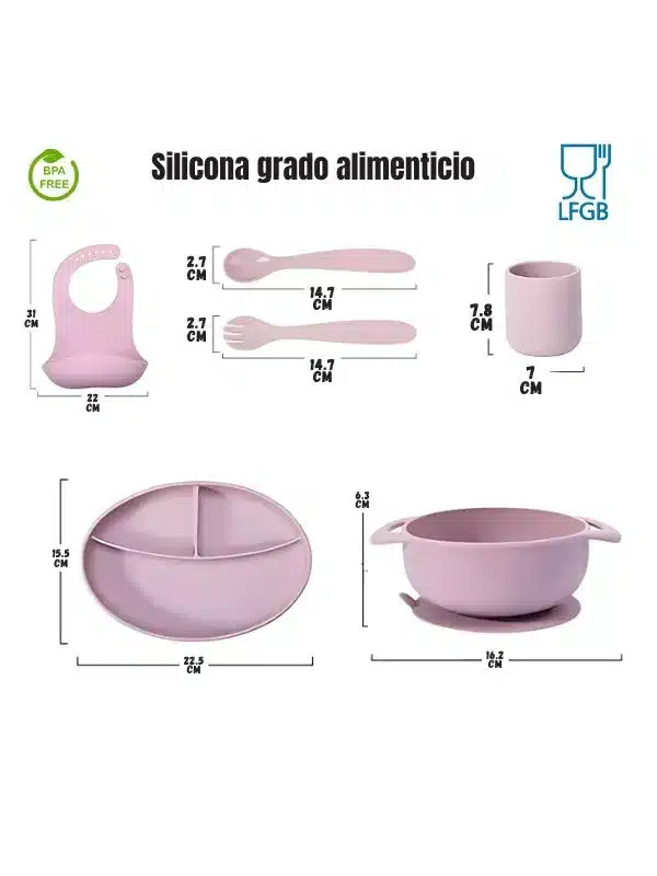 Set 6p de Platos de Silicona para Bebé – Grado Alimenticio, Libre de BPA y Fácil de Llevar