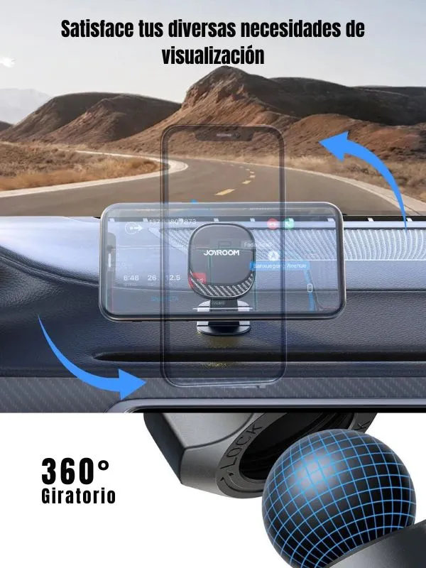 Soporte_magnetico_auto_3 Soporte magnético Joyroom N52 instalado en el tablero del auto con rotación 360 grados