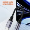 Adaptador audífonos 3.5mm a USB Tipo C de 12mm Toocki  – Sonido Hi-Fi, Cable Trenzado, Compatible con Todos los Dispositivos USB-C