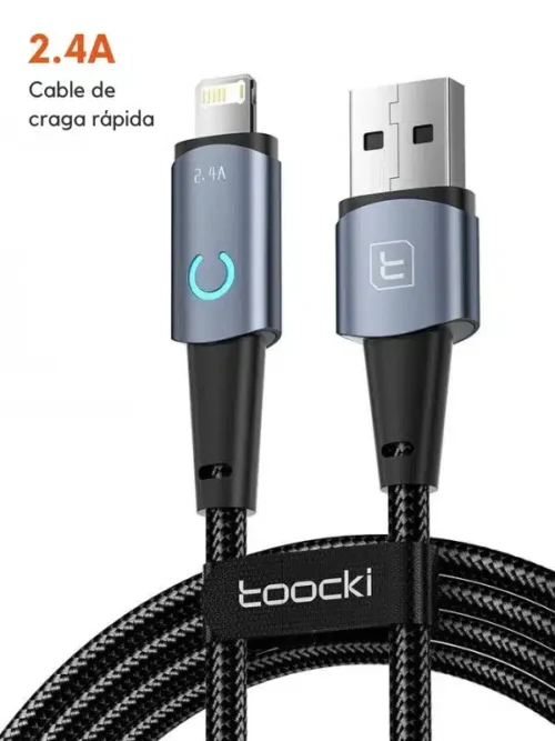 ⚡ Cable Toocki USB-A a Lightning – 2.4A de Carga Rápida con Indicador LED
