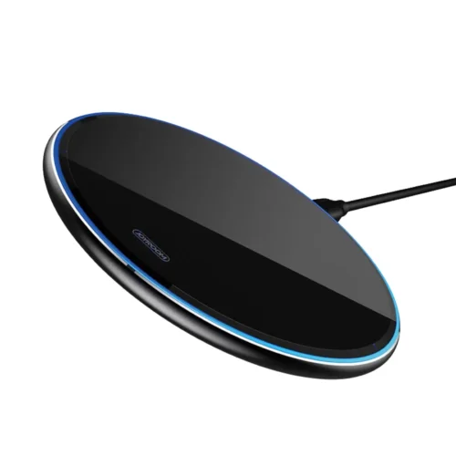 Cargador Inalámbrico Joyroom 15W Ultra Slim negro en ángulo