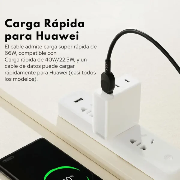 Cable Toocki USB-A a Type-C compatible con carga rápida Huawei SuperCharge