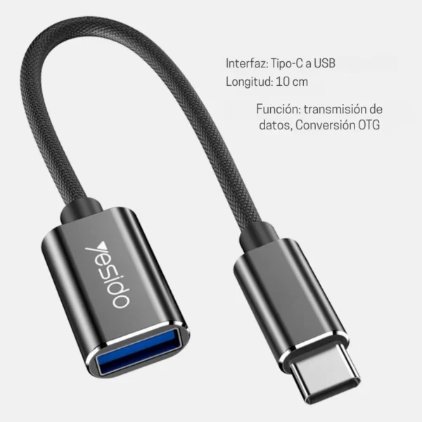adaptador-otg-tipo-c-a-usb-yesido-gs01-2-interfaz-10-cm Adaptador OTG tipo C Yesido GS01 de 10 cm para transmisión de datos