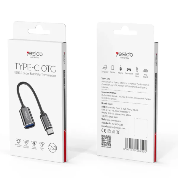 adaptador-otg-tipo-c-a-usb-yesido-gs01-7-empaque Empaque del adaptador OTG tipo C a USB Yesido GS01