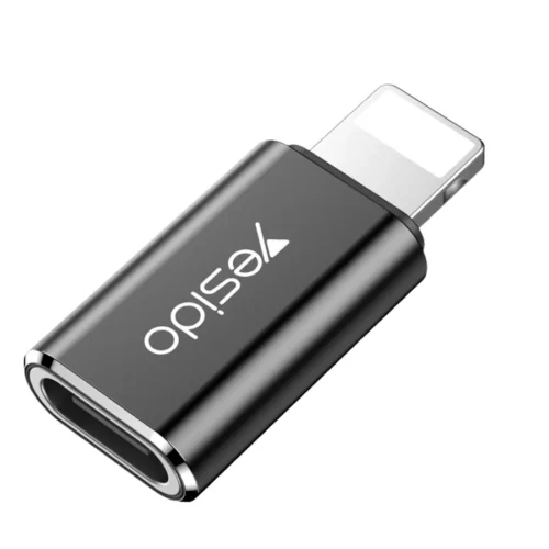 Adaptador tipo C a Lightning Yesido GS03 negro de aluminio