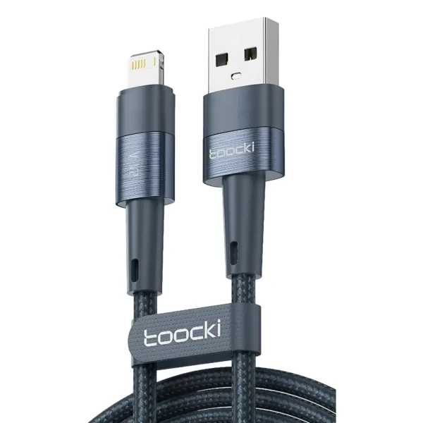 al-01-principal-azul-1.webp Cable Toocki USB-A a Lightning 2.4A color azul, trenzado reforzado