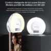 Aro de luz Yesido DH13 con 68 LED Aro de luz LED recargable Yesido DH13 con 68 LEDs y control de luz tricolor sobre un celular