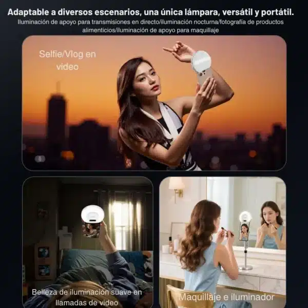 Aro de luz Yesido DH13 usos Aro de luz con clip Yesido DH13 para selfies, vlogs, videollamadas y maquillaje