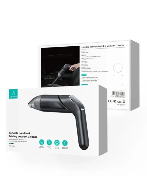 🔌 Aspiradora Inalámbrica de Mano Usams 4300Pa para Auto y Casa – Recargable, Compacta y Portátil