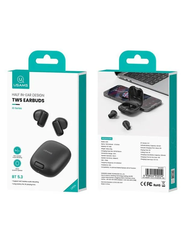 Audífonos Bluetooth Inalámbricos Usams Deportivo diseño de Gancho | Sonido HD, IPX4, Control Táctil