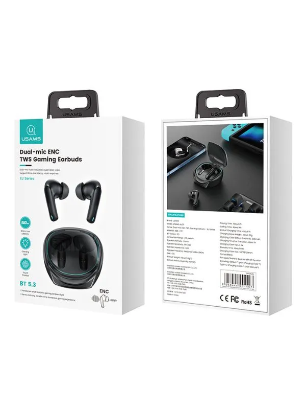 Audífonos Gamer Bluetooth Usams ENC Inalámbricos | Baja Latencia 60ms, Cancelación de Ruido, Larga Duración