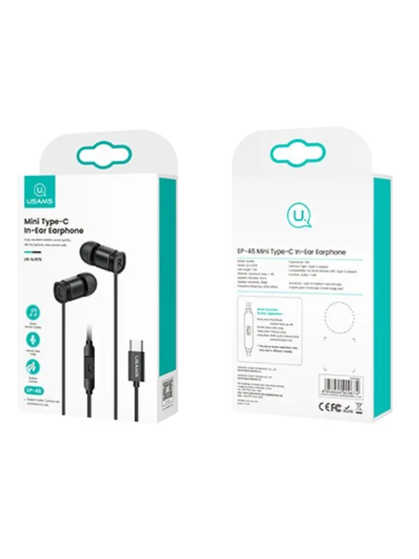 🎧 Audífonos USB Tipo C Mini Usams con Micrófono Hi-Fi y Control de Llamadas – 1.2m