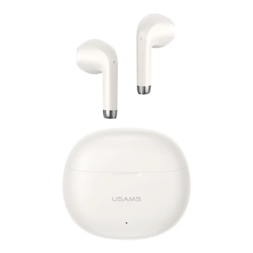 Audífonos Bluetooth TWS Usams YO17 Rhymbo color beige con estuche de carga
