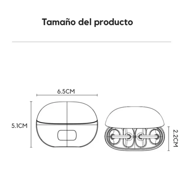 audifonos-clip-bluetooth-awei-tz50-9-dimensiones Medidas del estuche de los audífonos Awei TZ50 6.5 x 5.1 cm